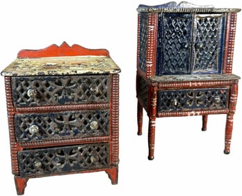 JE STEVENS PAINTED DRESSER & HUTCH