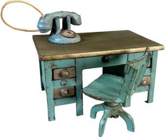 ARCADE OFFICE DESK W/ CHAIR & PHONE