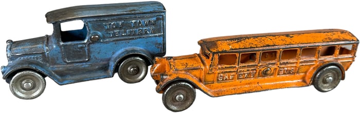 KILGORE SAFETY BUS W/ TOY TOWN DELIVERY TRUCK