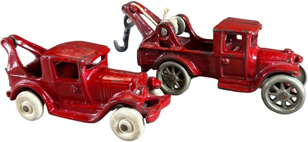 TWO SMALL ARCADE TOW WRECKER TRUCKS