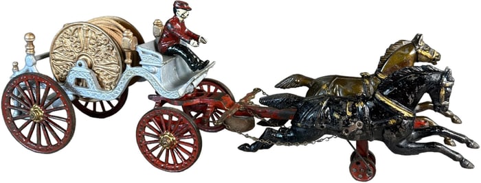 LARGE DENT HORSE DRAWN HOSE REEL