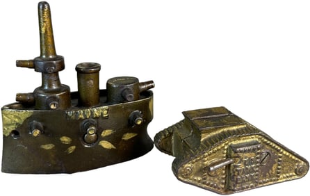 BATTLESHIP MAINE AND US TANK STILL BANKS