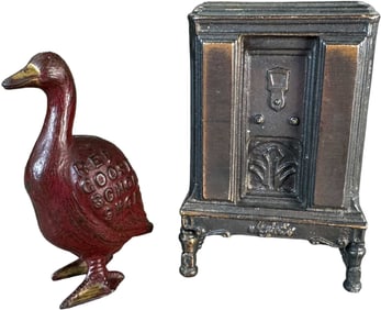 ELECTROPLATED RADIO & RED GOOSE SHOES STILL BANKS