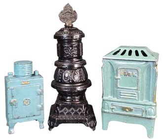 PARLOR STOVE W/ REFRIGERATOR & NEW HEATROLA BANKS