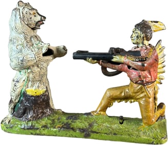 INDIAN SHOOTING WHITE BEAR MECHANICAL BANK