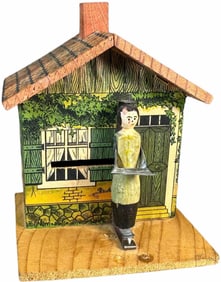 GERMAN WOODEN GRAVITY BUILDING MECHANICAL BANK