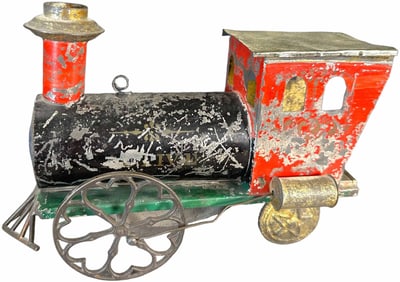 GEROGE BROWN AMERICAN TIN CLOCKWORK LOCOMOTIVE