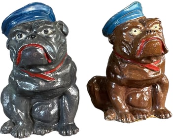 TWO SAILOR BULLDOG SPELTER STILL BANKS