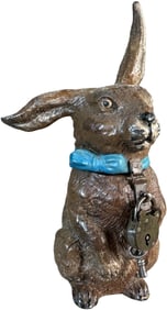 RABBIT W/ COCKED EAR SPELTER BANK
