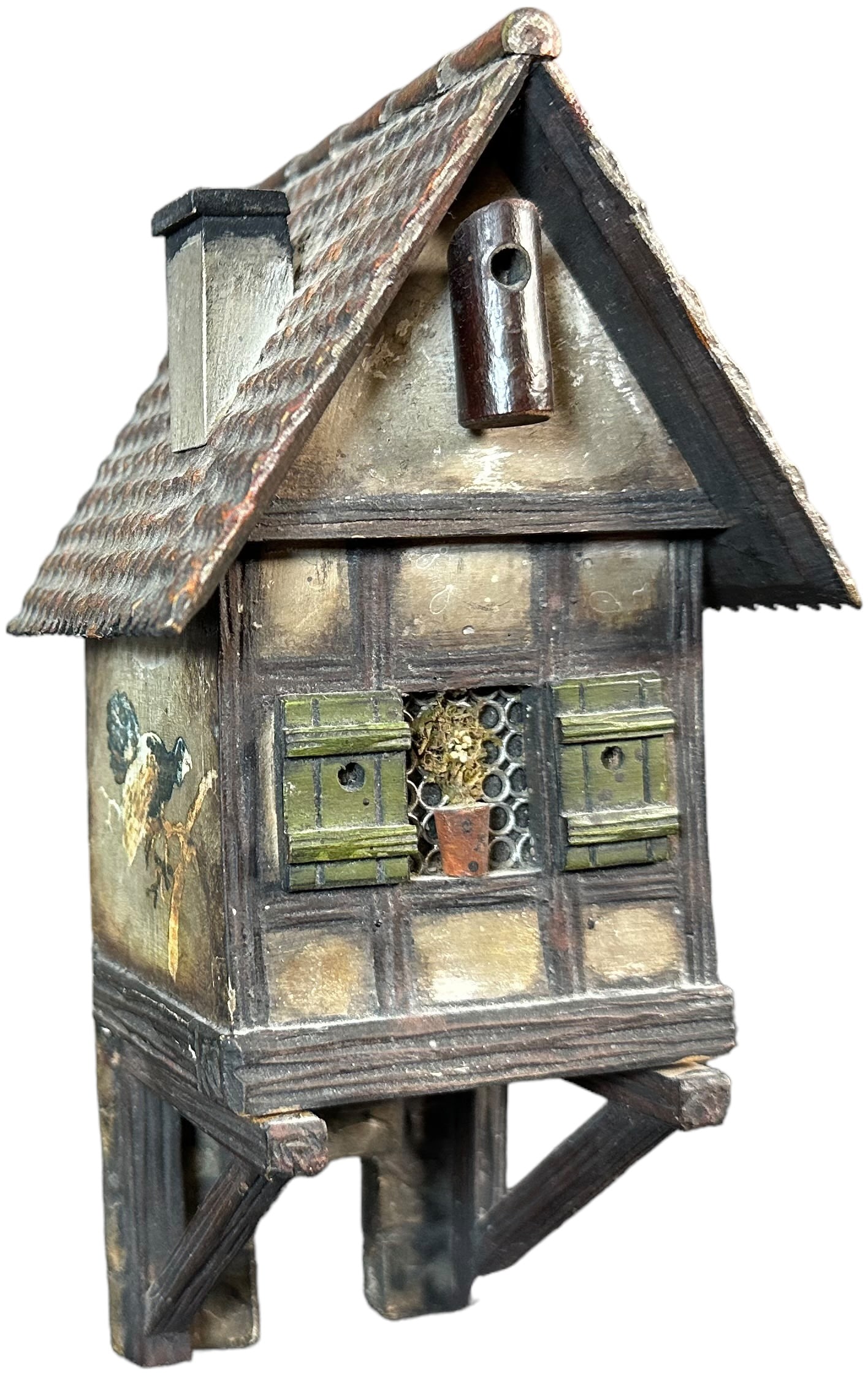 WOODEN PAINTED BIRDHOUSE STILL BANK (1 of 5)