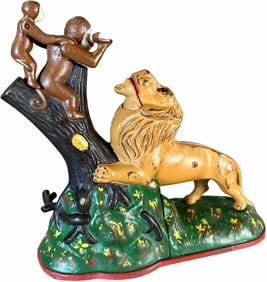 LION AND TWO MONKEYS MECHANICAL BANK