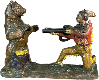 INDIAN SHOOTING BEAR MECHANICAL BANK