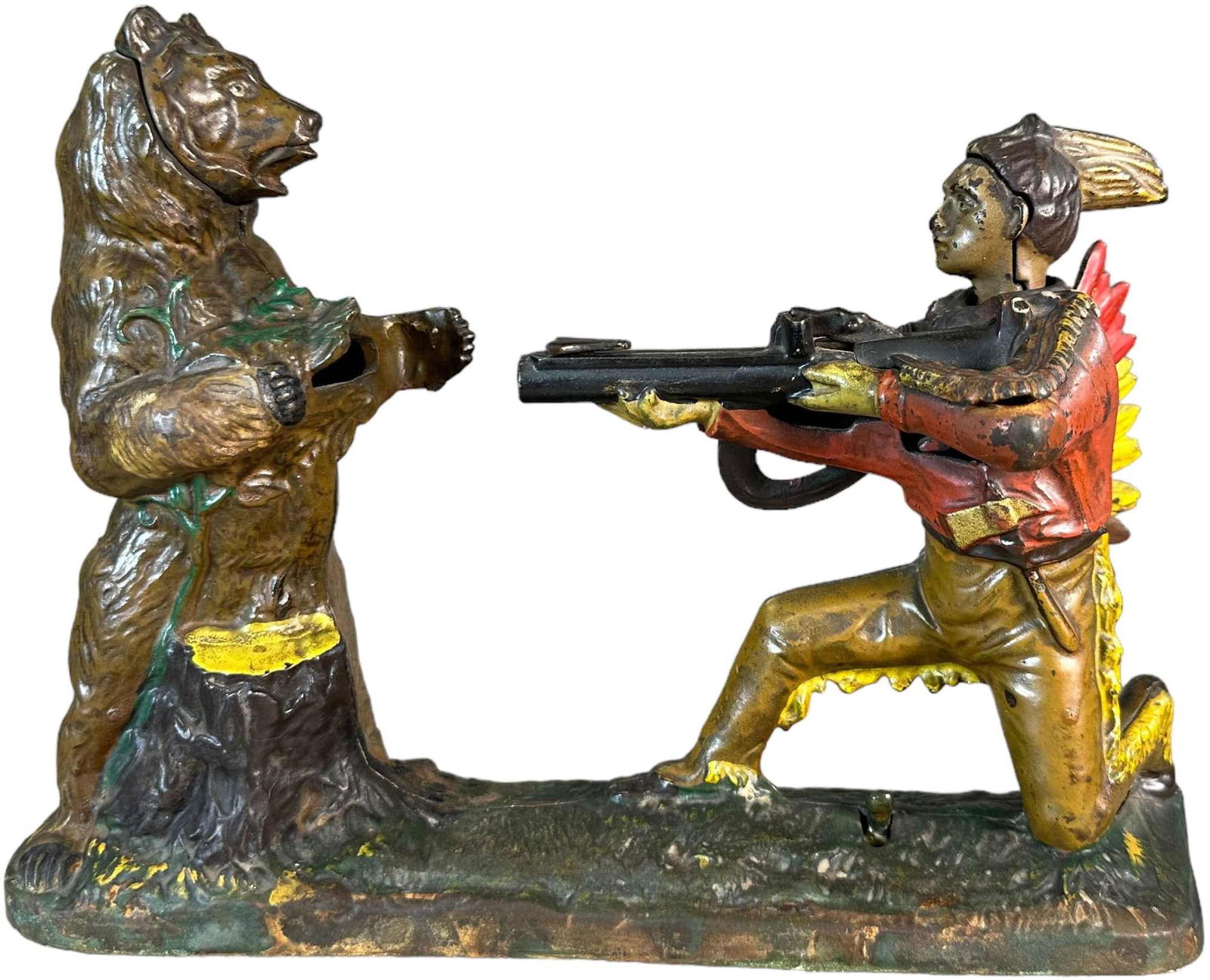 INDIAN SHOOTING BEAR MECHANICAL BANK (1 of 9)