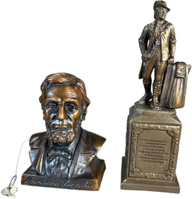 BANTHRICO LINCOLN BUST & MINUTEMAN STILL BANKS
