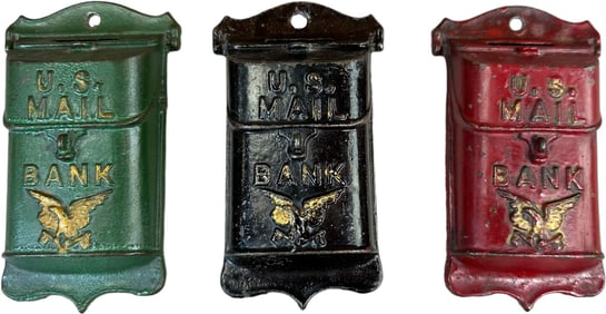 THREE HANGING MAIL BOX STILL BANKS
