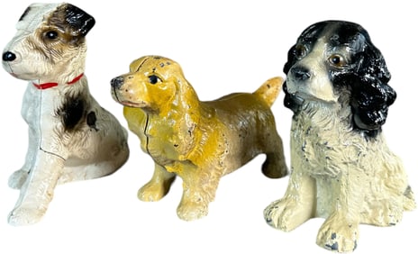 THREE HUBLEY DOG STILL BANKS