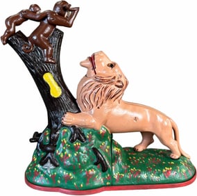 LION AND MONKEYS MECHANICAL BANK