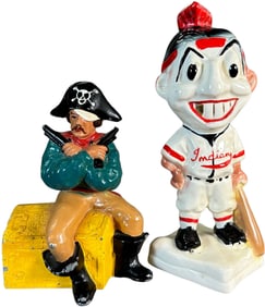 CHIEF WAHOO & PIRATE ON CHEST STILL BANKS