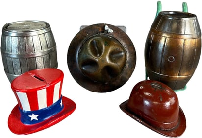 GROUPING OF BARREL AND HAT STILL BANKS