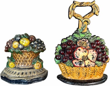 TWO FRUIT BASKET DOORSTOPS