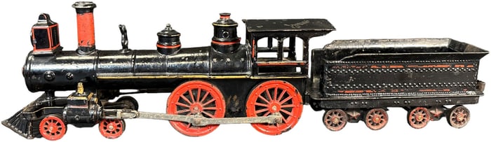 WILKINS CAST IRON 4-4-0 LOCOMOTIVE & TENDER