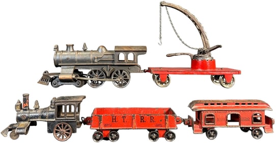 MIXED LOT OF CAST IRON LOCOS AND TRAINS