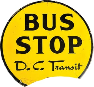 CAST IRON DC TRANSIT BUS STOP SIGN