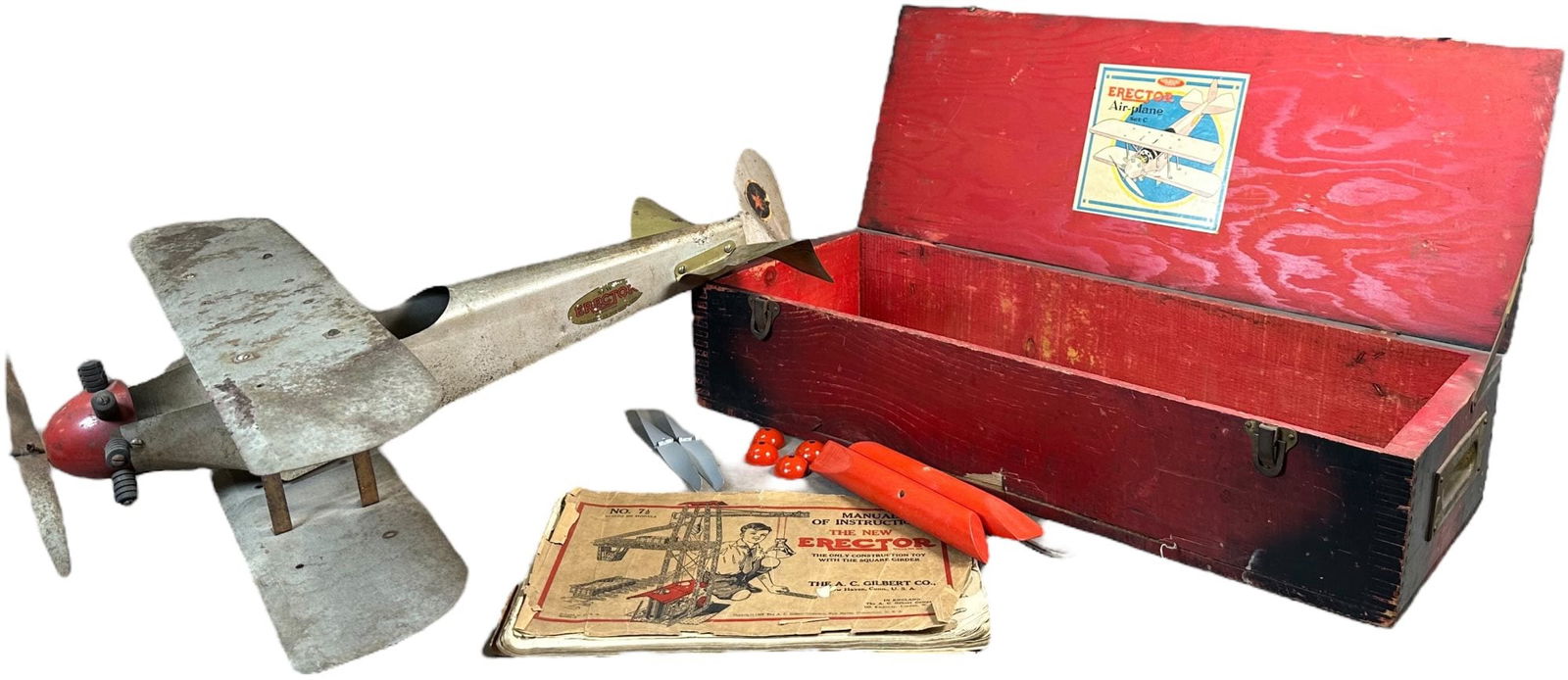 BOXED ERECTOR AIRPLANE W/ LOCO PARTS (1 of 7)