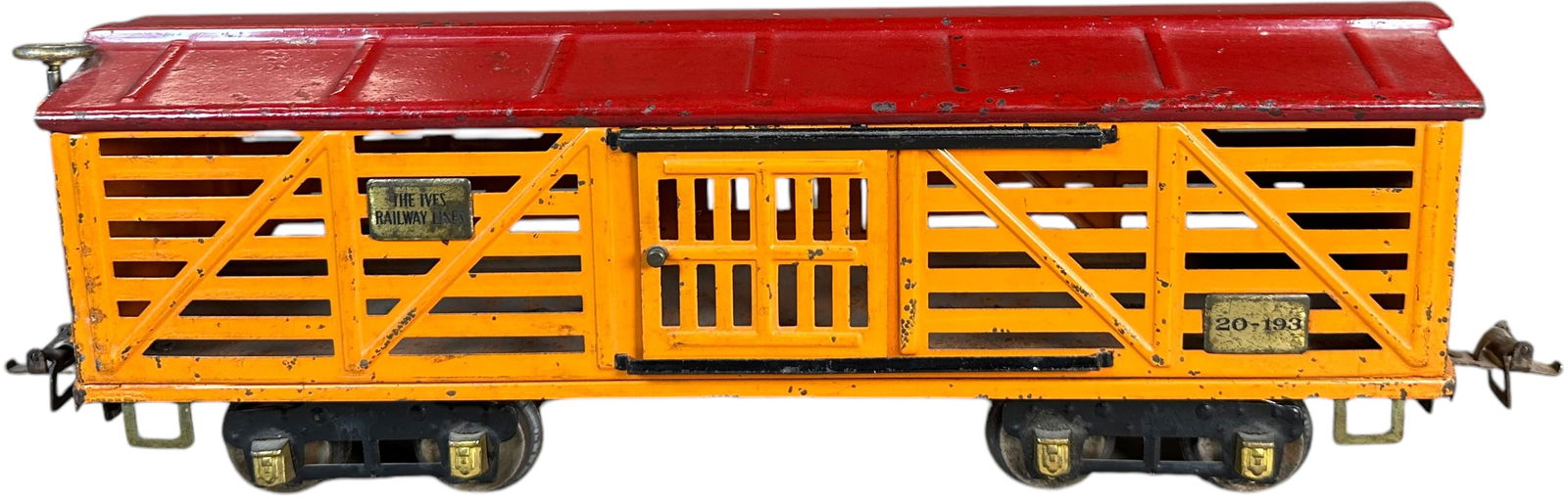 IVES AMERICAN FLYER 20-193 ORANGE STAKE CAR (1 of 5)