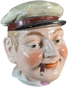 MAJOLICA SEA CAPTAIN CERAMIC TOBACCO JAR