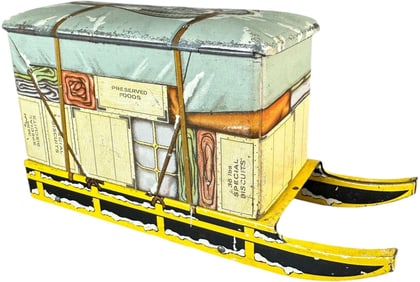 JACOBS & CO SNOW SLED BISCUIT TIN