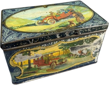COUNTRYSIDE AUTOMOTIVE THEME BISCUIT TIN