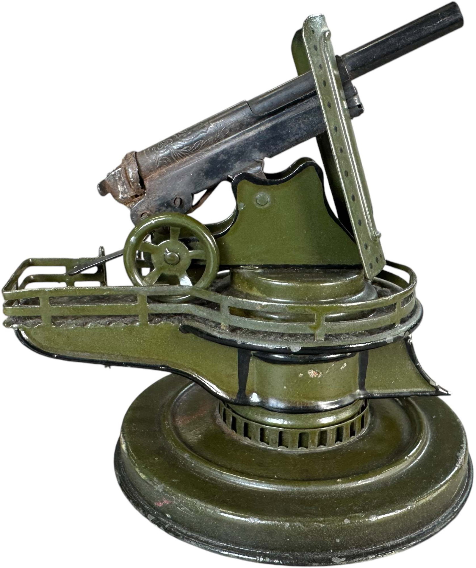 MARKLIN COASTAL CANNON GUN: 175. MARKLIN COASTAL CANNON GUN | Germany, lithographed tin. | 5" h. | (Excellent Condition) | $500 - $750