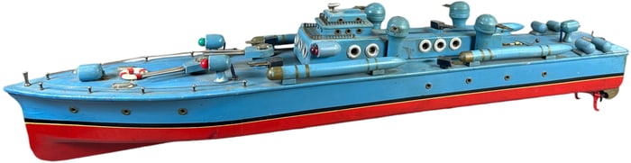 LARGE WOODEN BATTERY-OPERATED JAPANESE BOAT