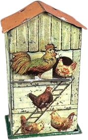 HEN HOUSE W/ FOX PENNY TOY STILL BANK