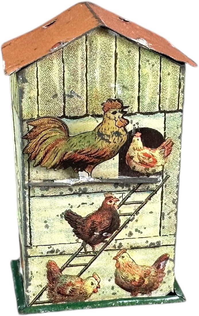 HEN HOUSE W/ FOX PENNY TOY STILL BANK (1 of 5)