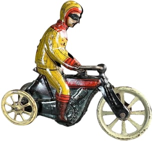 EARLY CKO MOTORCYCLE PENNY TOY