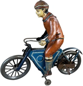 FISCHER BLUE MOTORCYCLE W/ RIDER