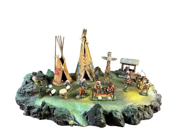 ELASTOLIN INDIAN TRIBAL GROUNDS SCENE