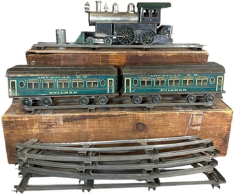 RARE BEGGS TRAIN SET WITH TINPLATE TRACK AND BOXES