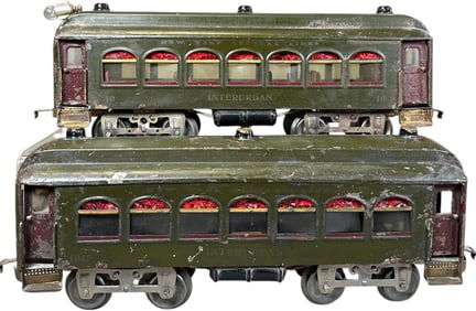 LIONEL KNOBBY ROOF INTERURBAN TROLLEY AND TRAILER