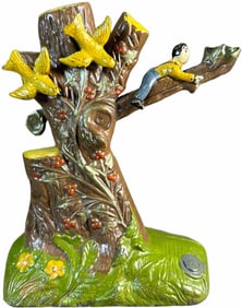 BOY ROBBING BIRDS NEST MECHANICAL BANK