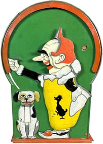 CLOWN & DOG TIN MECHANICAL BANK