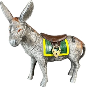 WEST POINT DONKEY W/ SADDLE SPELTER BANK