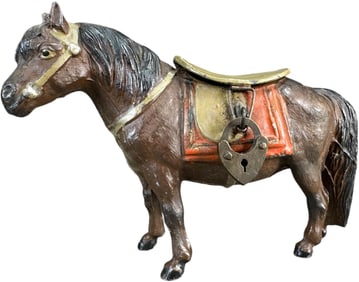 HORSE WITH SADDLE SPELTER BANK