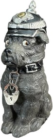 DOG AND MILITARY HELMET SPELTER BANK
