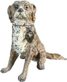 SEATED DOG SPELTER BANK