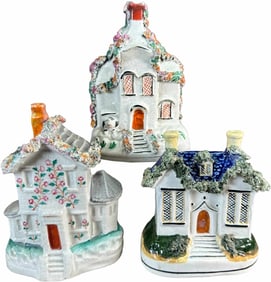 THREE STAFFORDSHIRE COTTAGE BANKS