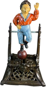 BOY ON TRAPEZE MECHANICAL BANK