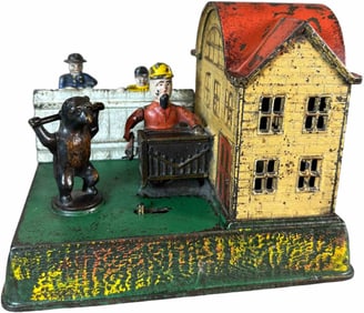 ORGAN GRINDER PERFORMING BEAR MECHANICAL BANK